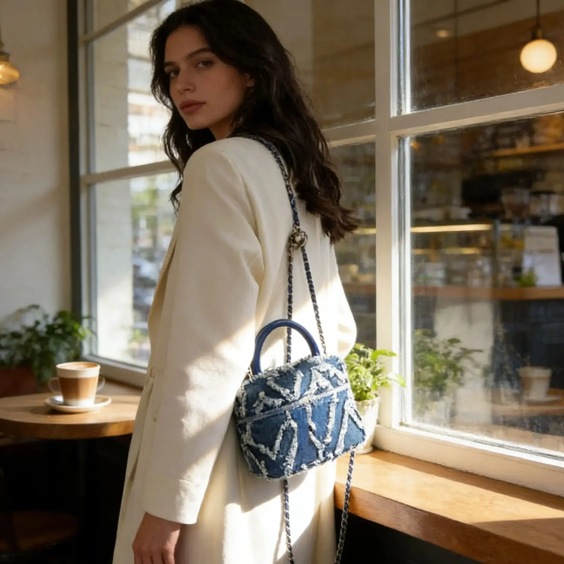 

Mini Denim Bag Women Bucket Handbags Quilted Single Shoulder Crossbody Bag with Chain Strap Ladies Tote Bags Fashion Purse