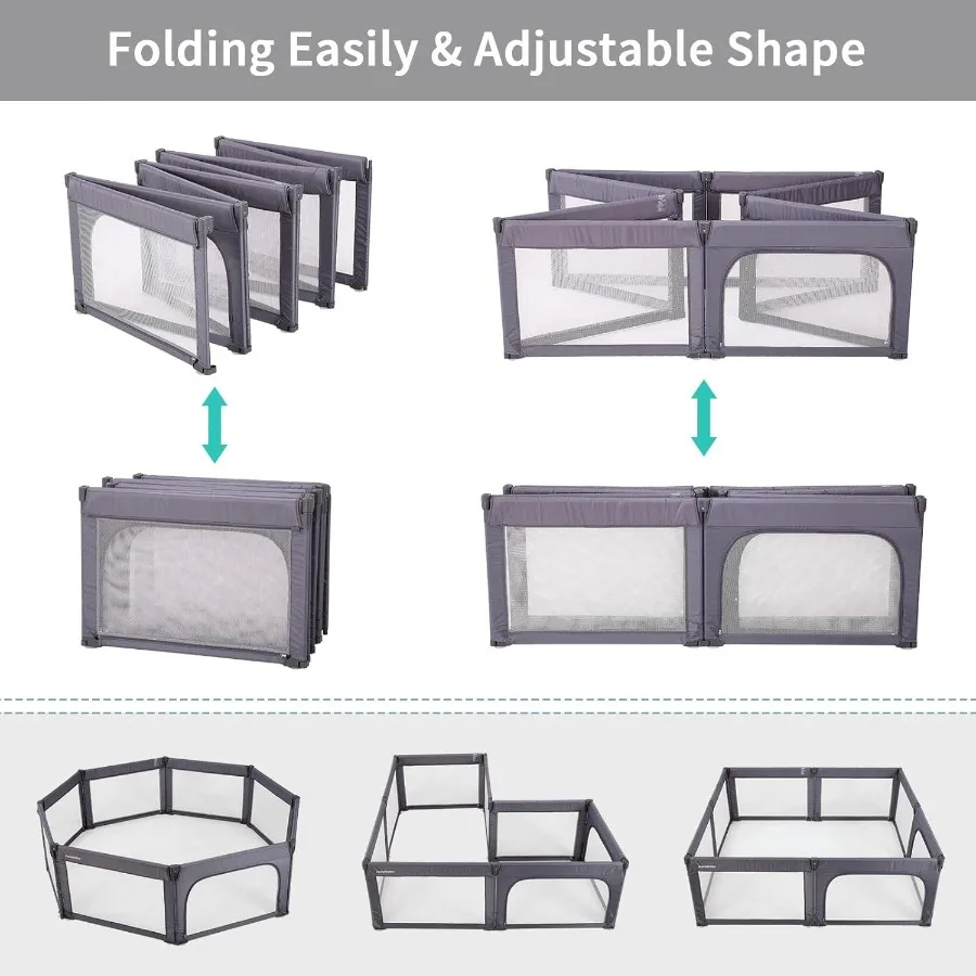 Box per bambini pieghevole e regolabile con porta per un'area di gioco interna sicura Recinzione di sicurezza per carichi pesanti per bambini piccoli e neonati di grandi dimensioni