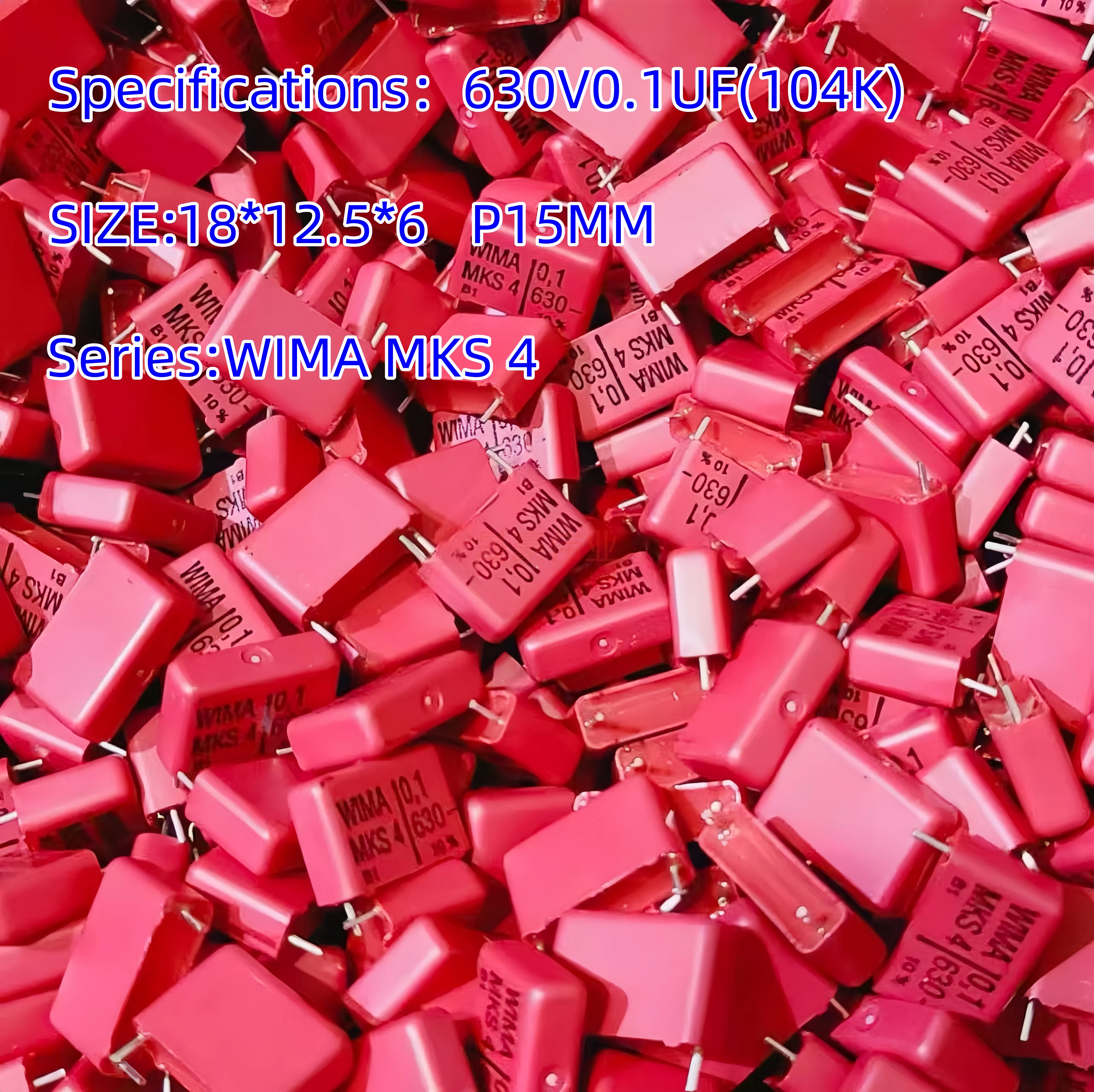 10PCS WIMA MKS4 630V 0.001uF 0.047uF 0.1uF 0.22uF 0.68uF Metalized Polyester Film Capacitor Audio AMP Power Supply Correction PE