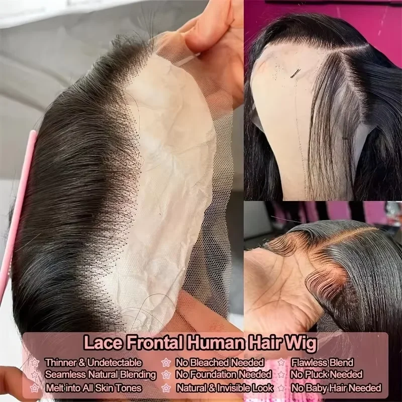 Black Women Brazilian Human Hair Wigs 40 42 Inch Super Long Bone Straight Texture 250 Density 5x5 13x6 HD Lace Front Natural Looking Thick Wigs