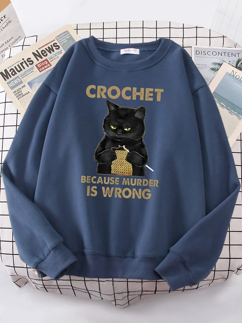 Crochet Because Murder Is Wrong Women\'s Hoody Fashion Fit Sweatshirt Casual Fleece Oversized Hoody Hip Hop All-match Tracksuit