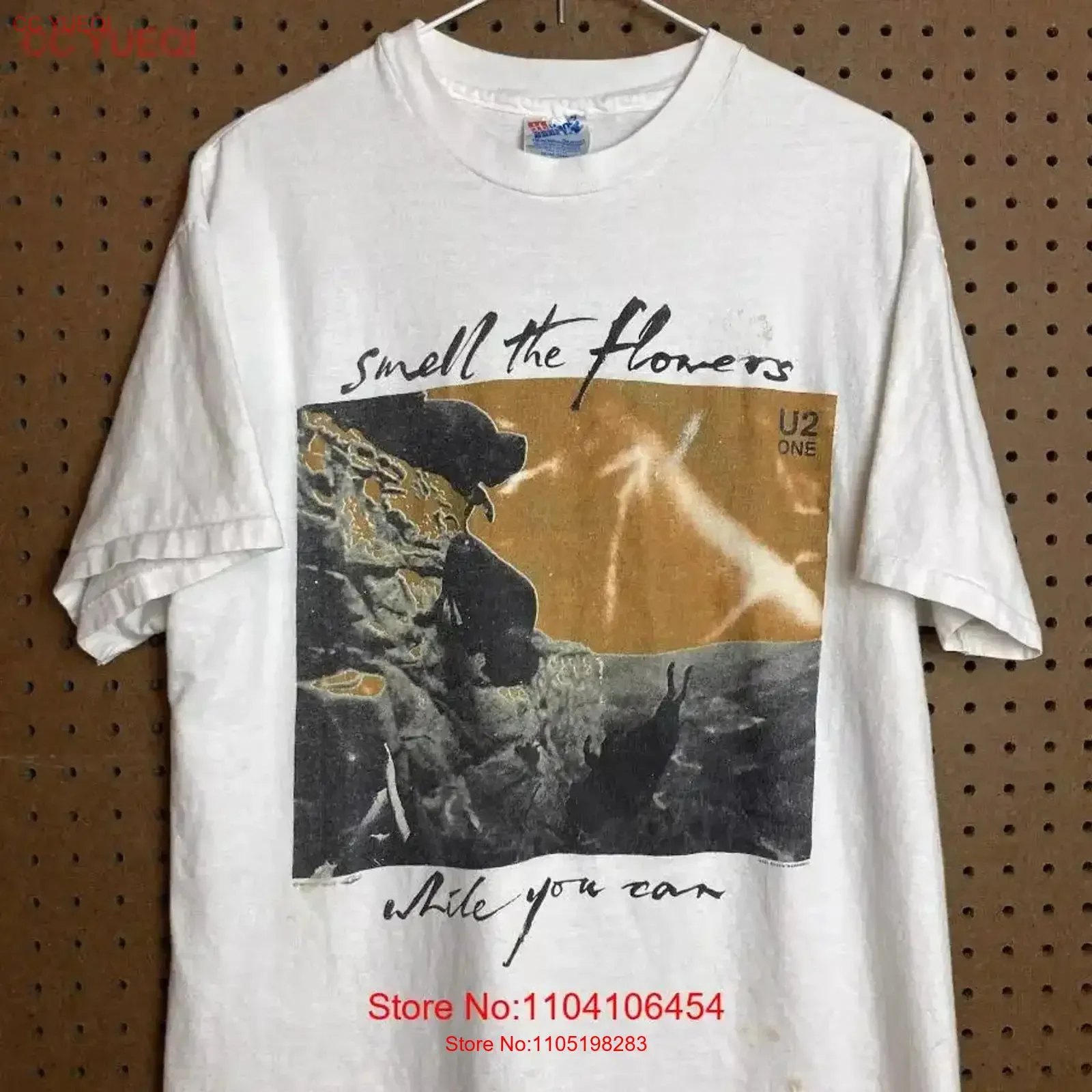 

VTG U2 Футболка Размер Большой Мужской 90s Band Smell The Flowers Bono Tour винтажный стираный топ для повседневной носки homme Повседневная универсальная