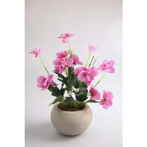 Kibrithane Flower Artificial Flower Concrete Flower Pot Mini Lilac Fabric Orchid KC00200812