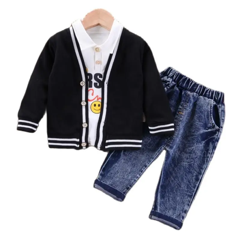 

Baby boy spring and autumn clothes suit new cotton three-piece set baby casual sports cardigan fashion children's suit 0-3 y