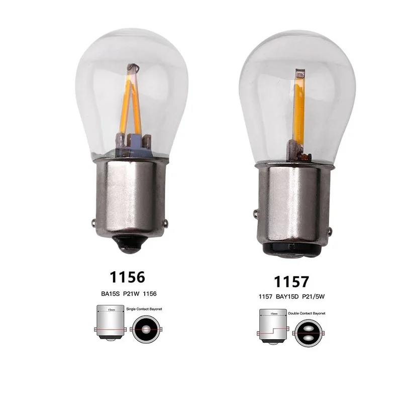 2X P21W Ba15s 1156 Led 1157 Bay15d casquillo de bombilla Chip de filamento bombilla de luz de coche lámpara Lada luces de liquidación luces de freno de automóvil 12V rojo