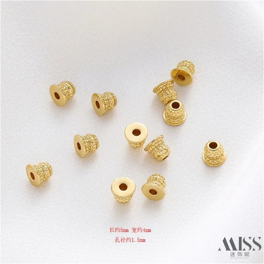 14k Gold Bag Color Retention Stupa Bead Spacer Bell Loose Bead DIY Handmade Bracelet Necklace Beaded Jewelry Accessories Materia