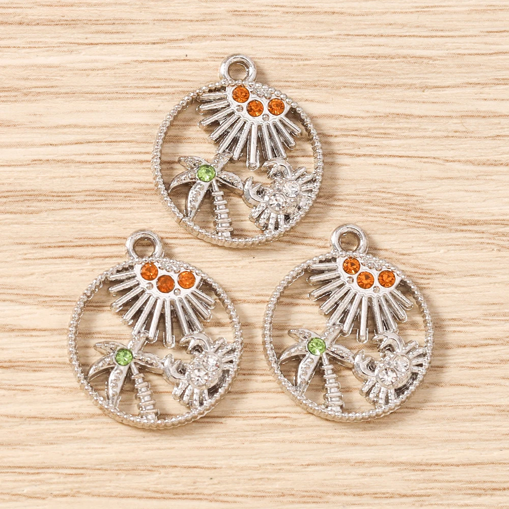 Tusember 10 Stück Exquisite Sommer-Strand-Sand-Kokosnuss-Sonnen-Krabben-Anhänger für süße Ohrringe, Schmuckherstellung und Accessoires – Detail 5
