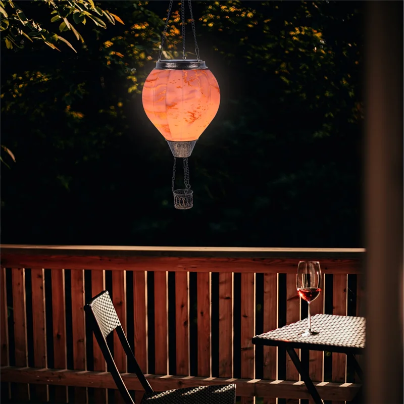

Promotion! Hot Air Balloon Solar Lantern With Flickering Flame Light Outdoor Solar Hanging Lights Waterproof For Garden Yard