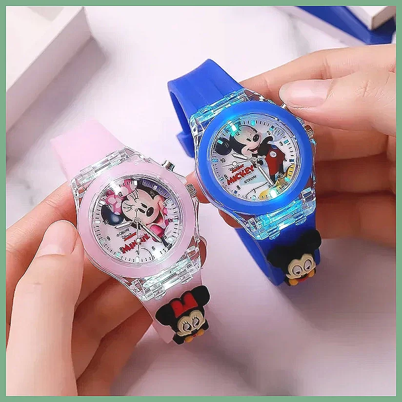 ساعة ديزني برينسيس إلسا للأطفال مع ضوء ملون، حزام سيليكون هدية للأولاد والبنات وساعة يد للأطفال