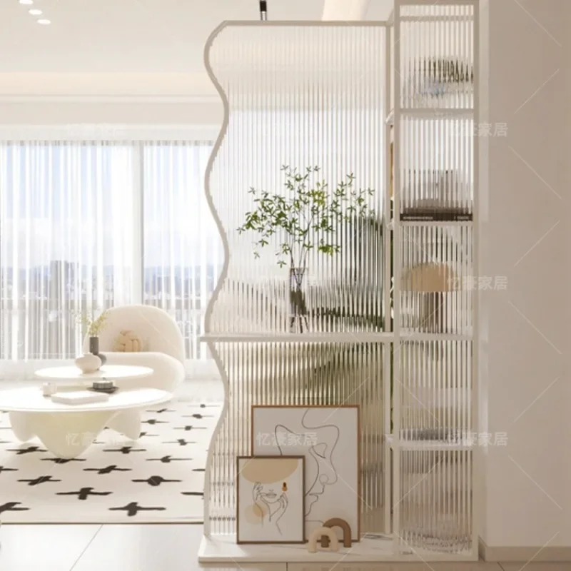 Cream wind entrance cabinet is opposite the door living room entrance sofa partition shelf art screen
