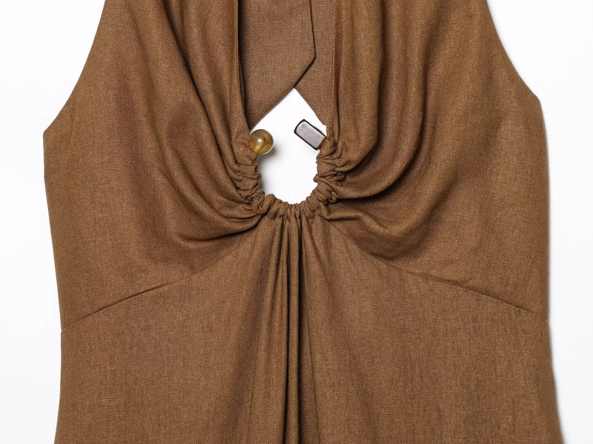 KONDALA Chic Braun Sexy Chic Aushöhlen Split Frau Kleider Elegante Mode 2025, Geburtstag Abend Party Kleid Tank Lange Vestidos