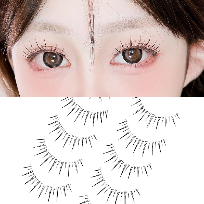 Koreaanse Idool Natuurlijke Valse Wimpers Set 3D V-vormige Nertsen Wimpers met Transparante Stam Fee Enten Extension Gereedschap Make Lash