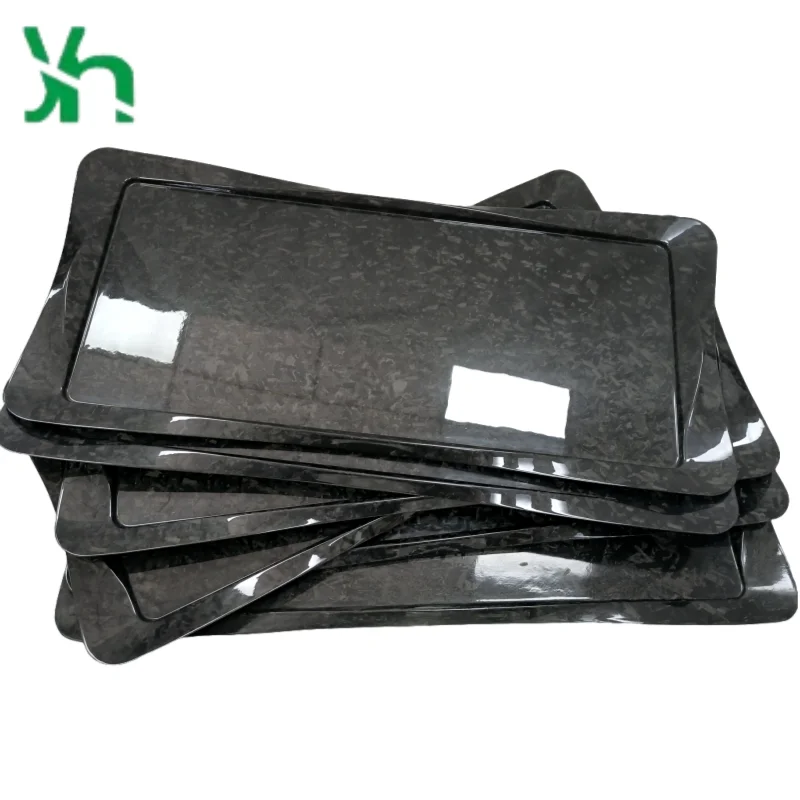 Bandeja de fibra de carbono 3K, carbono seco forjado, 30x25cm, plato para servir comida occidental, ligero de alta resistencia