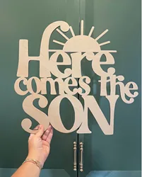 Here Comes The SON Wooden Baby Shower Backdrop Sign | Baby Shower Decor • Mama to Be • Baby Boy