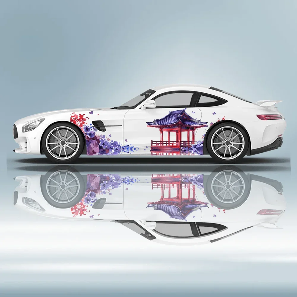 

Очаровательный цветочный павильон, автомобильные виниловые наклейки, самоклеящаяся наклейка из ПВХ, подходит для грузовиков, внедорожников, декор, автоаксессуары, подарок