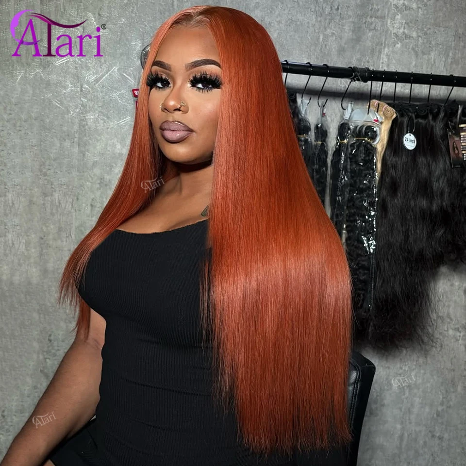 حرق البرتقال 5x5 إغلاق الجسم موجة شعر مستعار شفاف 13x4 13x6 الدانتيل أمامي الزنجبيل البرتقالي اللون شعر مستعار البرازيلي خصلات الشعر المستعار الإنسان