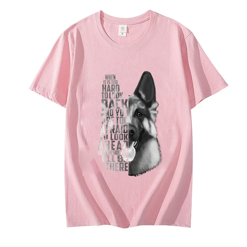 تي شيرت غير رسمي للرجال الراعي الألماني مطبوعة تي شيرتات قصيرة الاكمام الراعي الألماني أبيض وأسود رجالي تي شيرت موضة الملابس #4