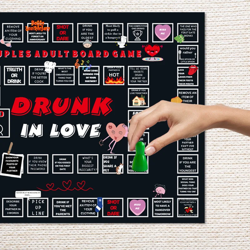 لعبة الأزواج للبالغين، لعبة التاريخ الليلي، ألعاب الطاولة الإبداعية في حالة سكر في الحب