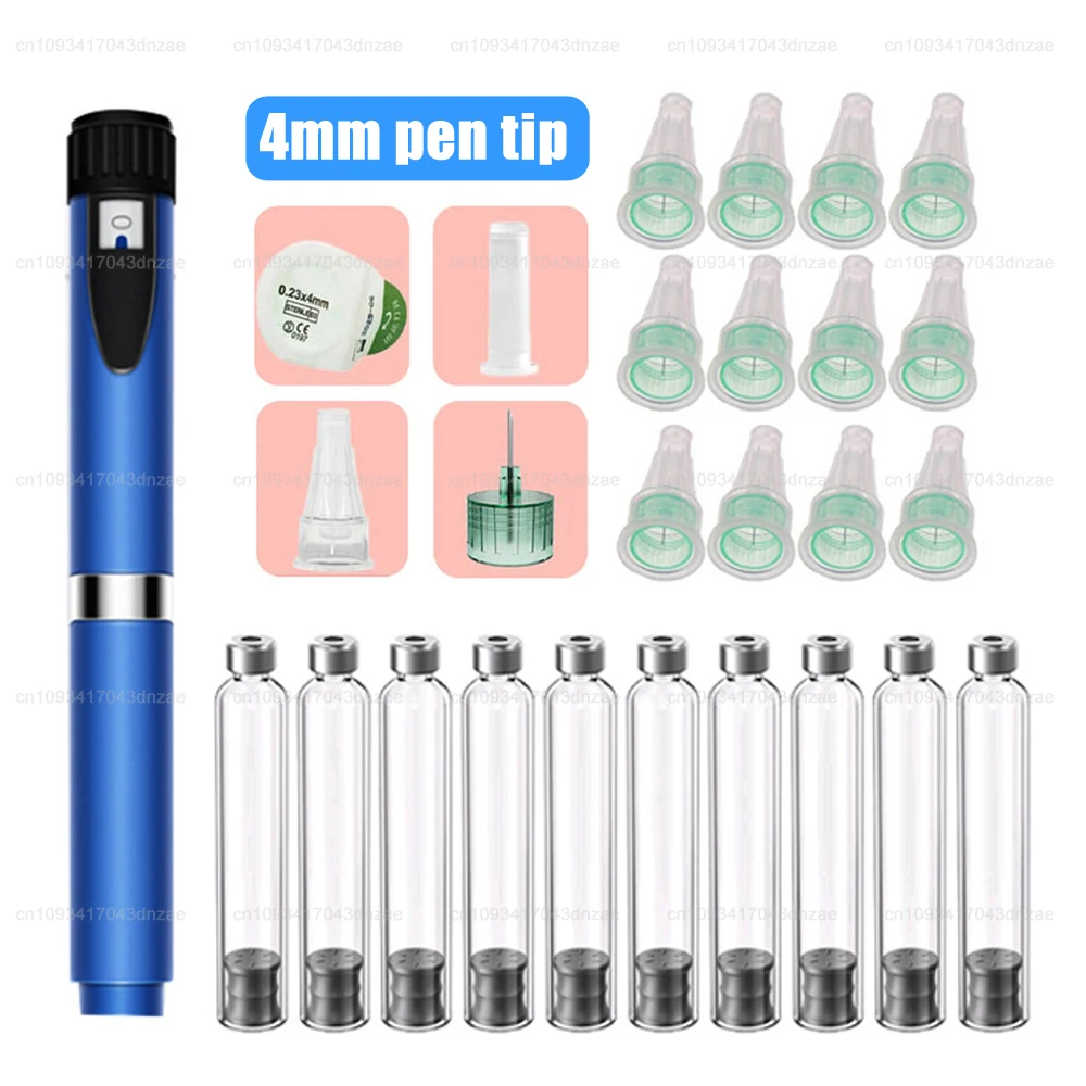 

Blue Pen Tattoo Pen Facial Wrinkle Remover 10pcs 3ml Insulin Cartridges Cassette Bottle for Insulin Injection Pen 10pcs 4MM Tips
