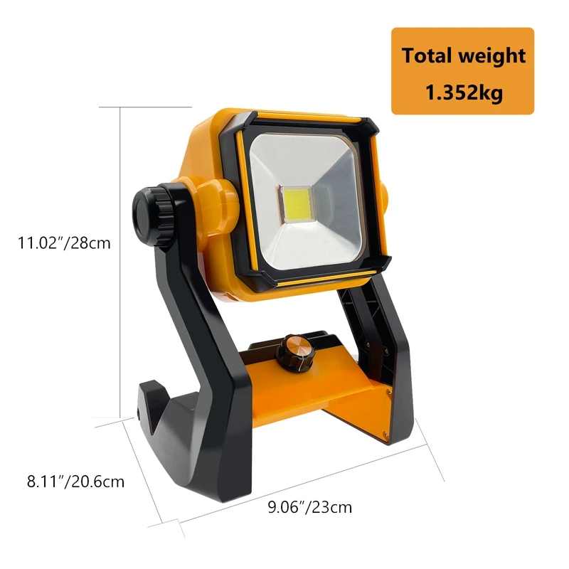 Dimmable LED Work Light Li-Ion Battery Outdoor Spotlight Cordless Flood Light