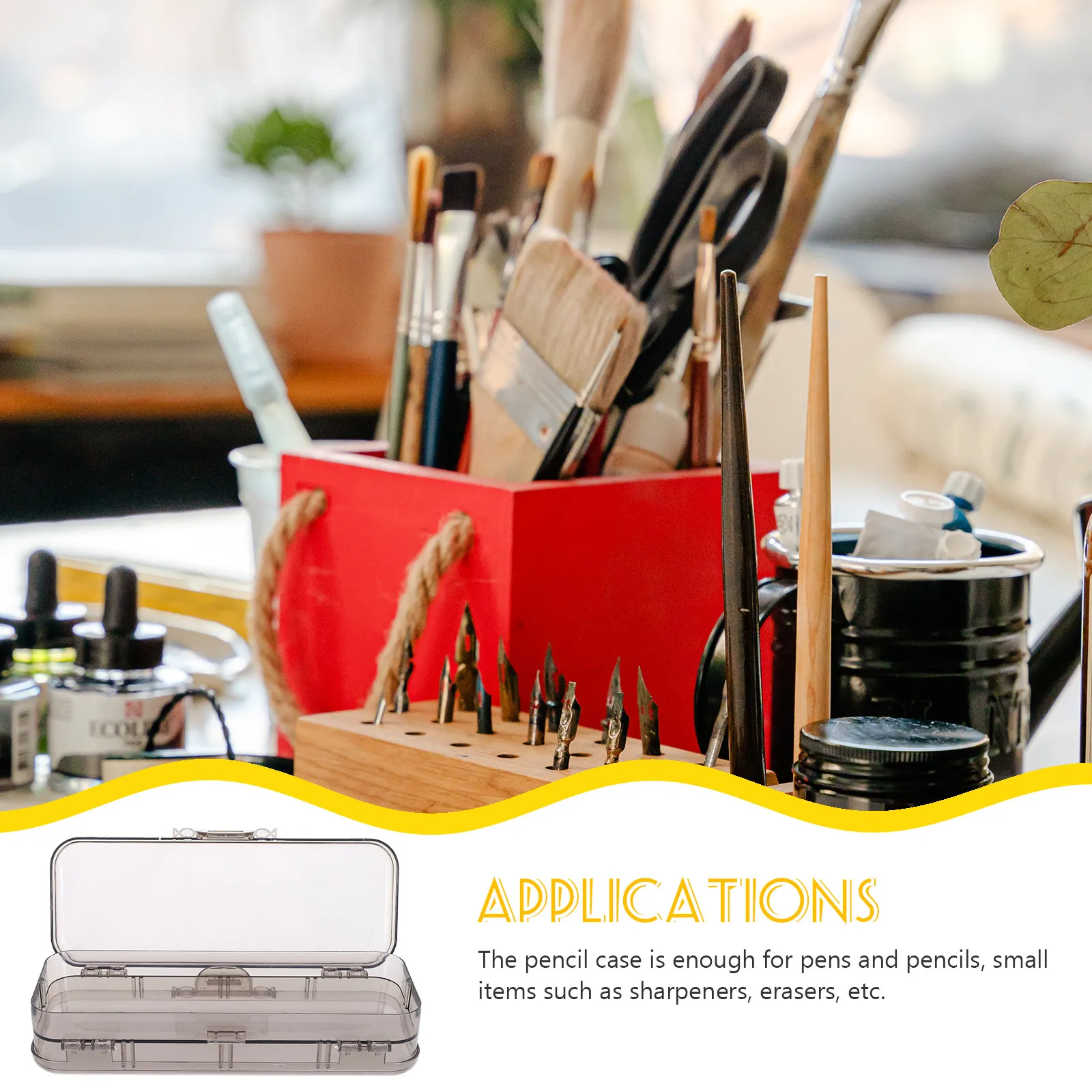 Durable ABS Pencil Box Multi Functional Pen Container Simple Design Easy to Open Close for School Supplies Pencil Case