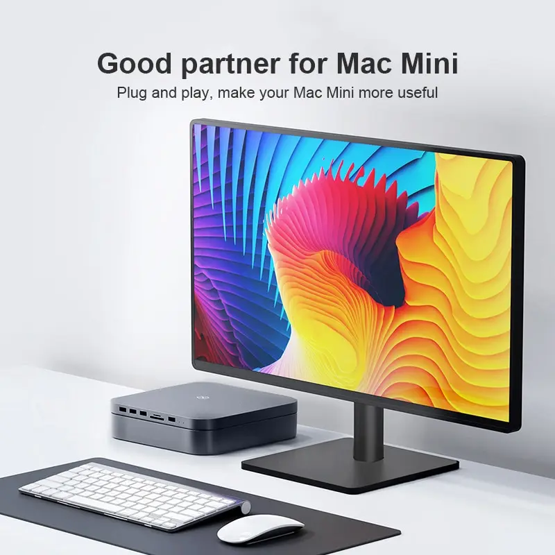 Hagibis USB C Hub dengan penutup Hard Drive, stasiun Dok Tipe C 2.5 SATA NVME M.2 casing SSD 4K DP USB3.0 M1 M2 untuk Mac Mini