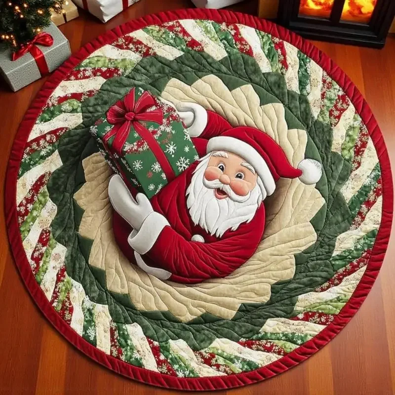 

Christmas Pattern Round Floor Mat Optical Illusion Styles Carpet Decorative Rug For Holiday Festives Party Decors Y5GB