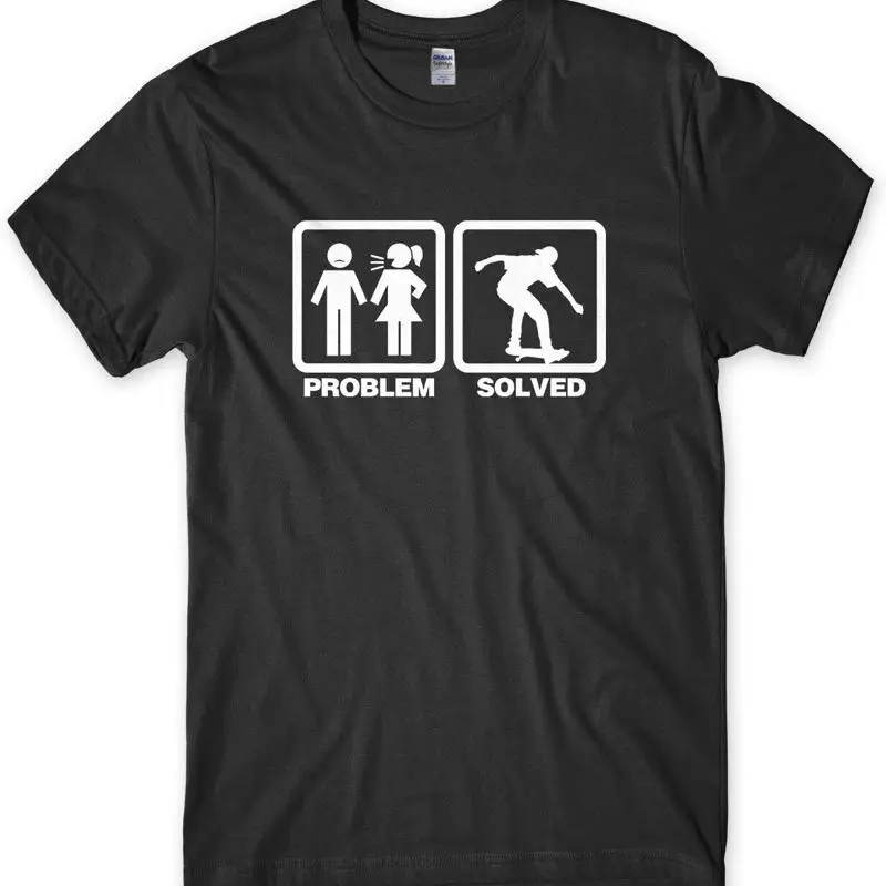 

Мужская забавная футболка унисекс для скейтбординга с проблемами решен