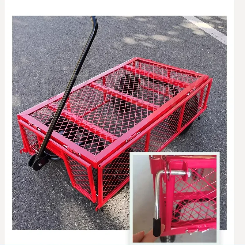 

Четырехколесная складная тележка-платформа с бортиками, бытовая ручная тележка, тележка для перевозки товаров на рынке