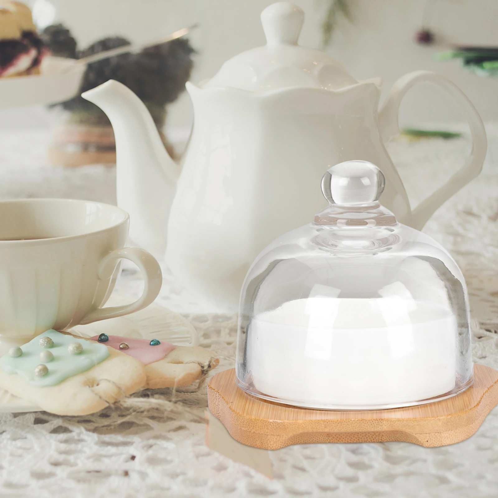 

Ceramic Baking Bowl with Lid Fine Workmanship Smooth Surface Edges No Burrs Practical Use for Dessert Storage Cake Bowl