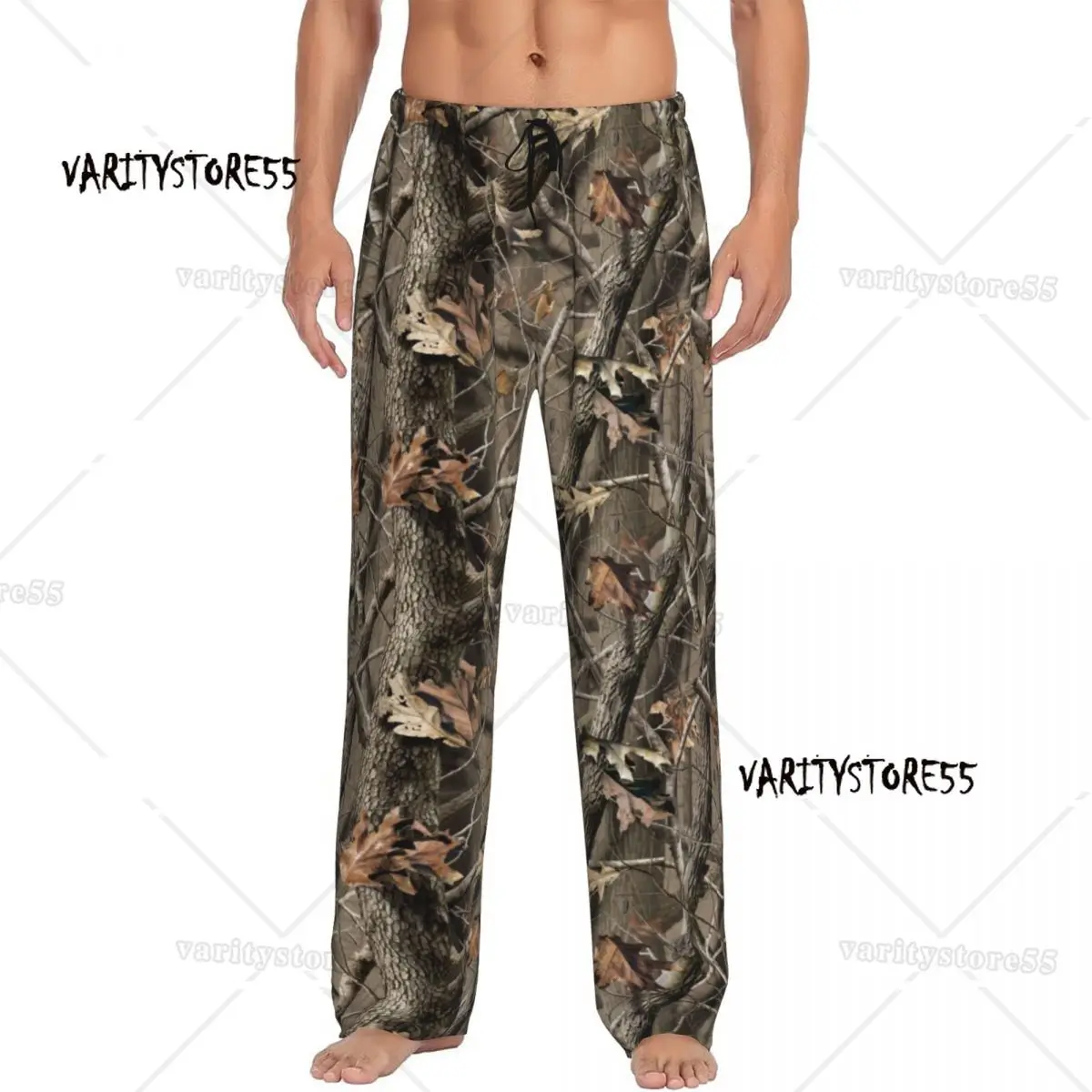 

Custom Real Tree Camouflage Camo Pattern Pajama Pants Men's Lounge Sleep Stretch Sleepwear Bottoms with Pockets