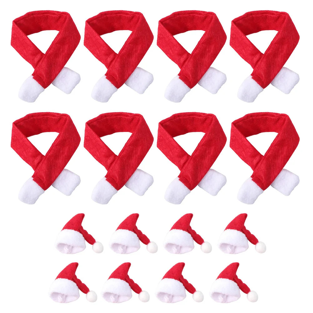 

8Sets Christmas Hats Scarfs Wine Bottle Covers Xmas Party Decors Lovely Design Premium Material Wine Hats Xmas Bottle Scarfs