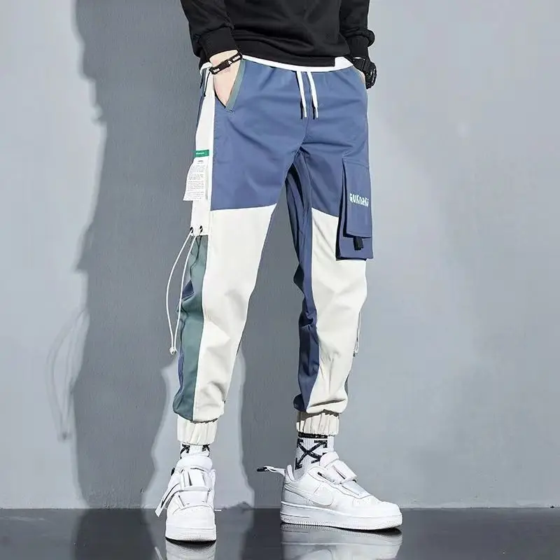 

Classic Streetwear Casual Pants Men Ribbons Harem Jogging Pants Male Slim Fit Spring Cargo Pants Multi-Pockets Women Trousers J2