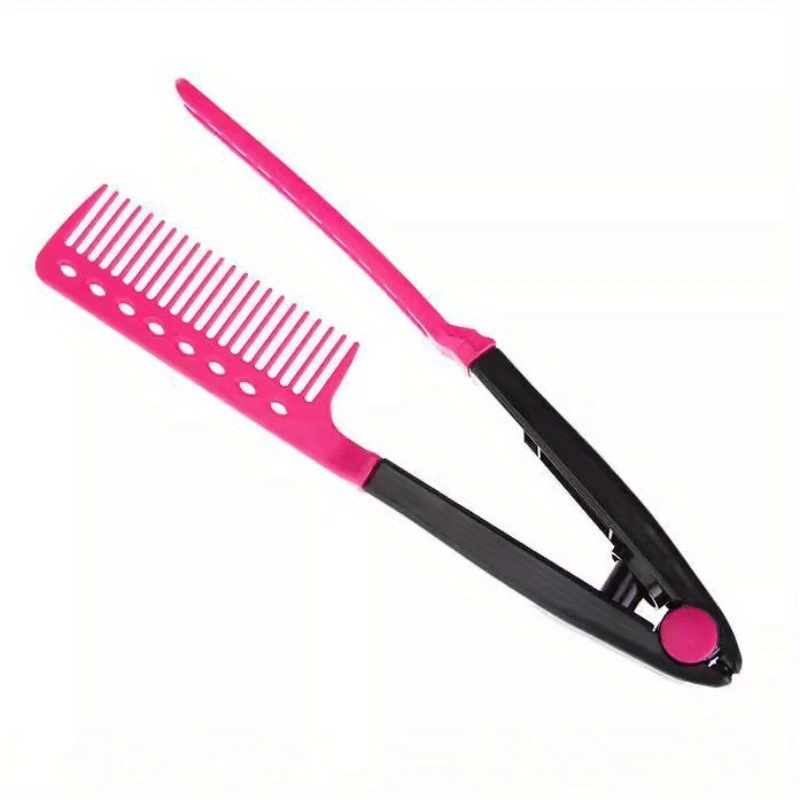 V Shape Clip Hair Styling Comb | Anti-tangle No Hair Pull Ergonomic Handheld Portable | Daily Straightening Styling Home & Salon | Ladies Teenagers Styling Enthusiasts | Clip-on Hair Straightener Comb Hair Dressing Tool