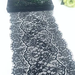 3y/lot Width 9 inch 23cm Black Eyelash Lace Trim Non-Elastic Lingerie Sewing Craft DIY Apparel Fabric Lace Garment Material