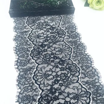 3y/lot genişliği 9 inç 23cm siyah kirpik dantel Trim elastik olmayan iç çamaşırı dikiş zanaat DIY giyisi kumaşı dantel giysi malzemesi