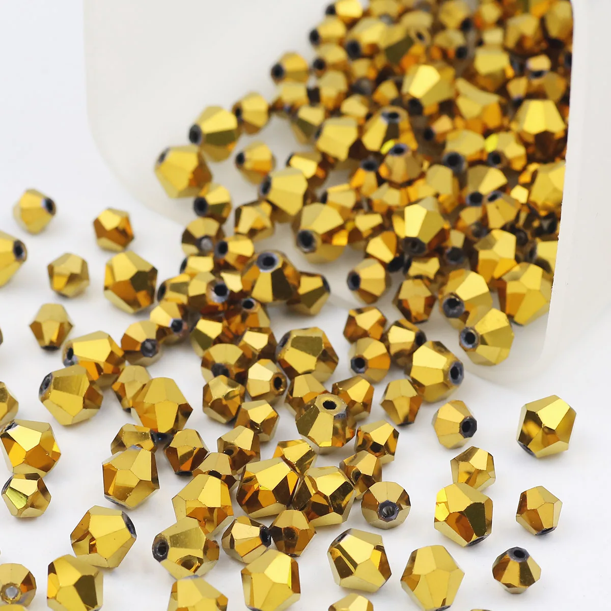 3/4/6/8mm Bicone Golden Plated Austrian Crystals Glass Loose Spacer Beads For Jewelry Making DIY Bracelets Necklaces Accessories