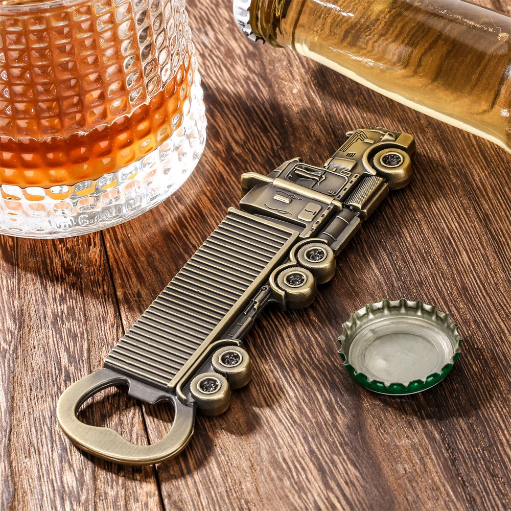 فتاحة زجاجات معدنية لسائق الشاحنة ، فتاحة بيرة ، هدية عيد ميلاد فريدة ، ملحق بار المطبخ