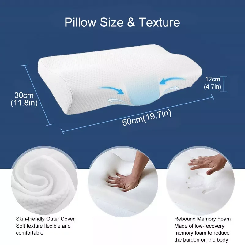 

Memory Foam Pillow Orthopedic Shaped Neck Protection Soft Pillows Health Care Slow Rebound Neck Pillows For Adult