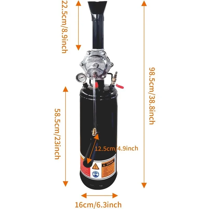 مقعد خرز الإطارات، منفاخ جلوس على شكل زناد هوائي سعة 12 لتر/3.2 جالون، أداة منفاخ إطارات محمولة 145 رطل لكل بوصة مربعة، ضغط تشغيل 87-116 رطل لكل بوصة مربعة #6