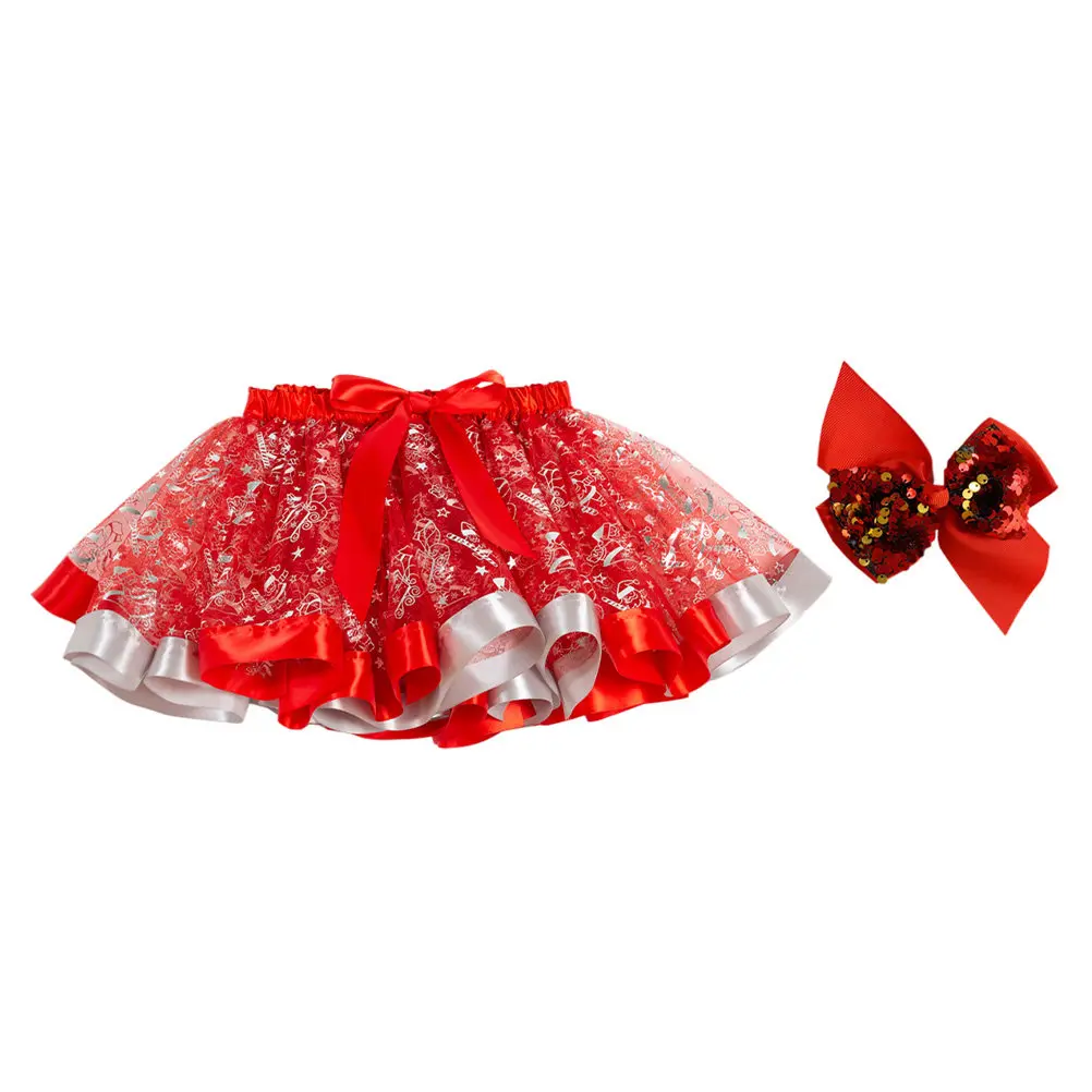 

1Set Children Bubble Skirt Christmas Theme Premium Material Stretchy Elastic Waist Lovely Tutu Skirt for Party Photography