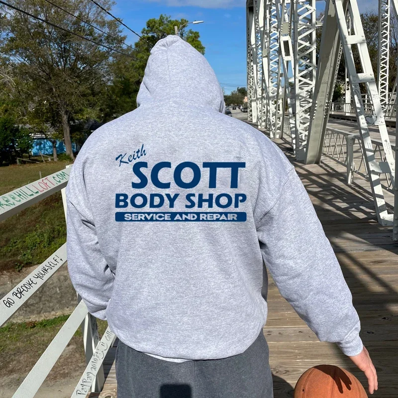 Keith Scott Body Shop Unisex Hoodie One Tree Hill Lucas' Distressed Hooded Replica Sweatshirt Cotton Women Clothes Pullovers