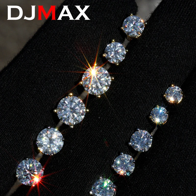 DJMAX 0.2-3ct Moissanite Diamond Stud Earrings for Women Original 925 Sterling Silver Lady's Moissanite Earring New 2024