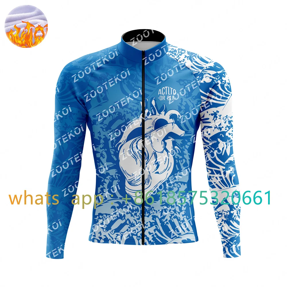 

Actlto Or Dle Cycling Jersey Winter Men's Long Sleeve Warm Coat Road Mountain Bike Thermal Fleece Three Pocket Clothing Ciclismo