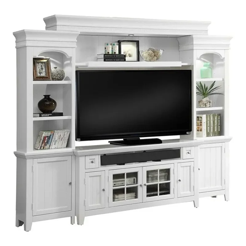 for New Custom 62 Inch Modern Solid Wood TV Cabinet Retro White