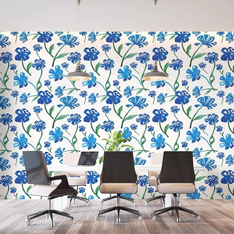 

Custom photo wallpaper for walls 3 d Nordic hand-painted European blue floral TV background bedroom decoration wall paper