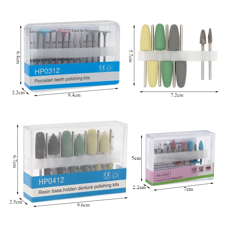 

12pcs/Kit Dental Polishing Diamond Burs Hidden Resin Polish Base Silicone Polisher HP 0412 for Low Speed Handpiece