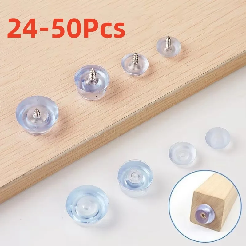24/50Pcs Silikon Möbel Bein Matte Transparent Nicht-slip Holz Boden Schutz Tragen-beständig Stille Hardware möbel Füße Pads