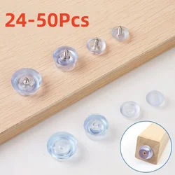 24/50Pcs Silicone Furniture Leg Mat Transparent Non-slip Wood Floor Protector Wear-resistant Silent Hardware Furniture Feet Pads