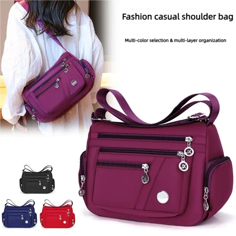 

New neutral nylon fabric women's handbag Oxford cloth shoulder strap messenger bag travel bag multi-compartment leisure bag mess
